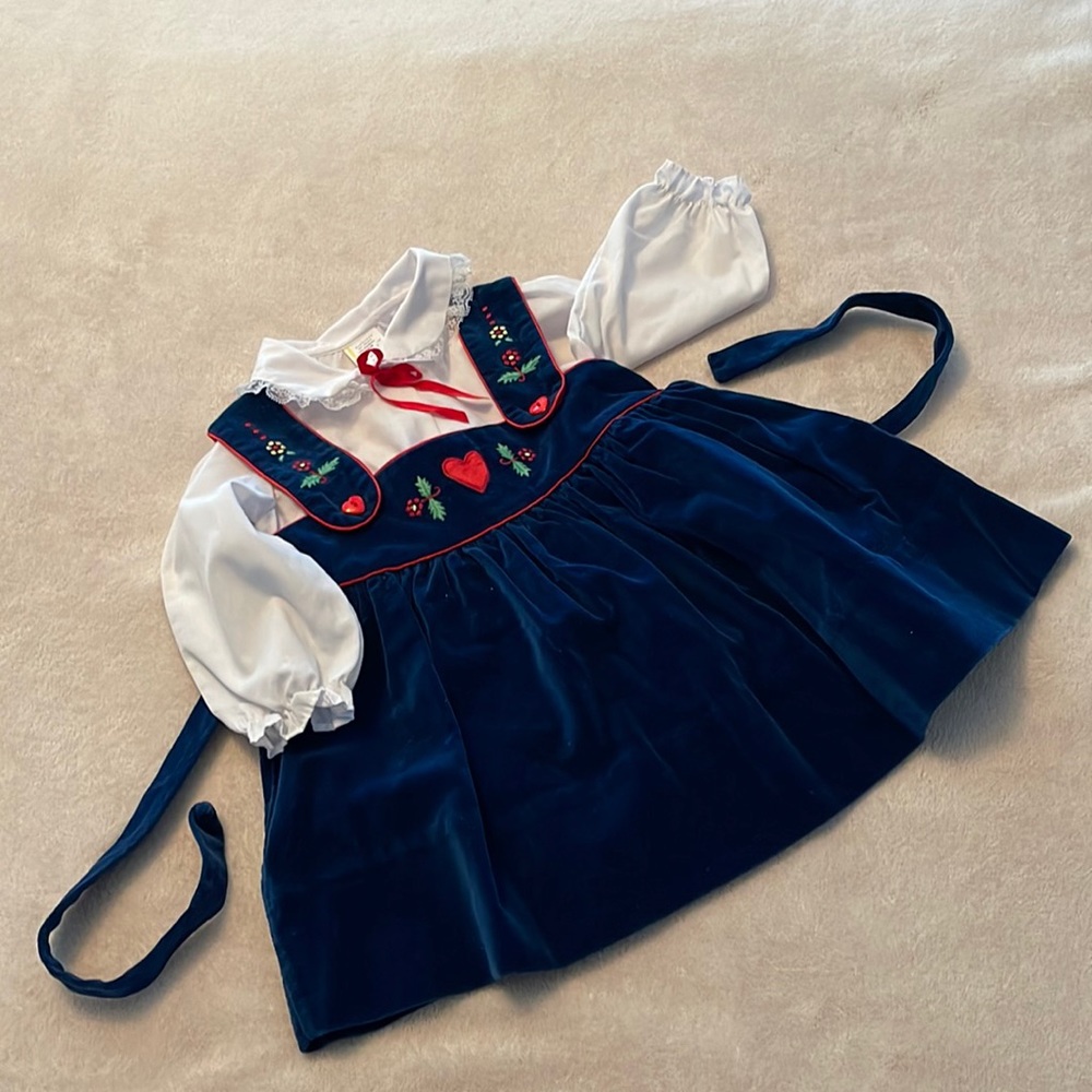 Toddler embroidered velour jumper and blouse, vintage, 2T